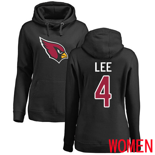 Arizona Cardinals Black Women Andy Lee Name And Number Logo NFL Football #4 Pullover Hoodie Sweatshirts->women nfl jersey->Women Jersey